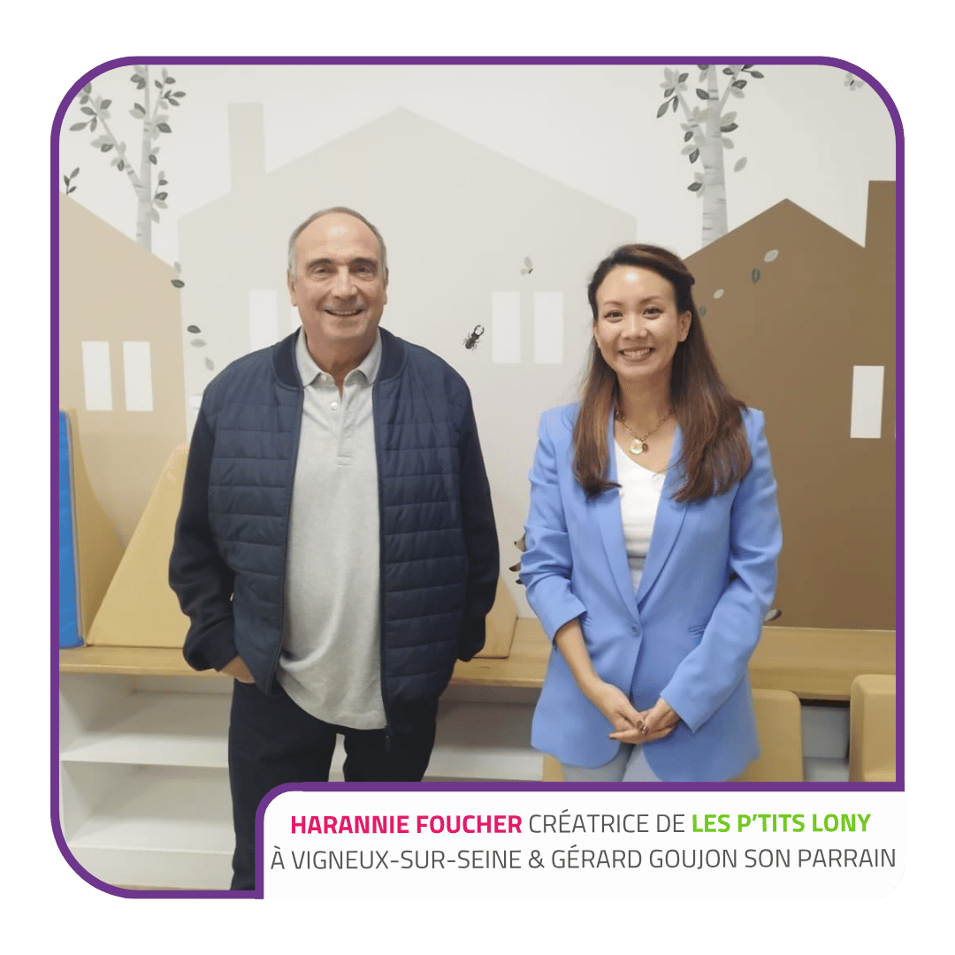 Harannie Foucher créatrice de Les P’tits Lony à Vigneux-sur-Seine & Gérard Goujon son parrain entrepreneur