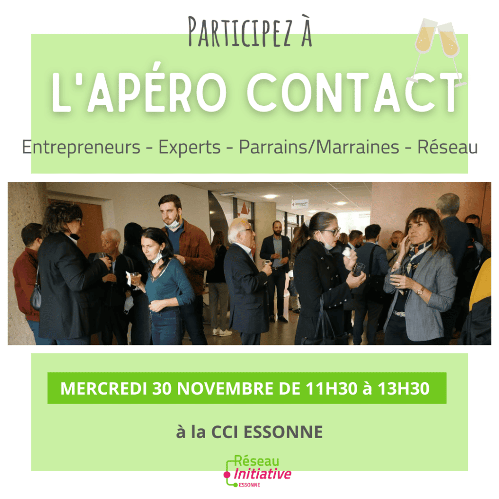 Apéro contact : Mercredi 30 novembre de 11h30 à 13h30 à la CCI Essonne