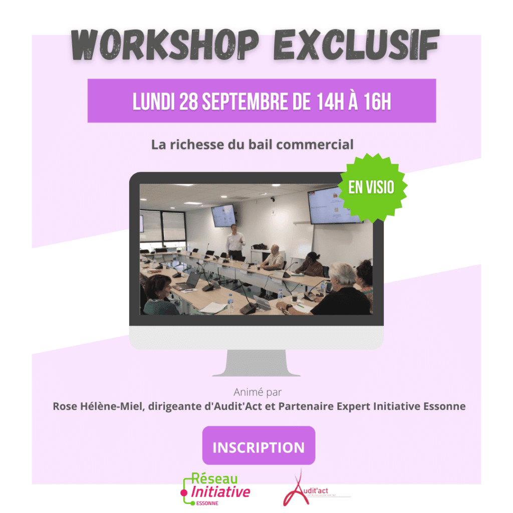 Workshop exclusif : La richesse du bail commerciale par Rose Hélène-Miel le lundi 28 septembre de 14h à 16h